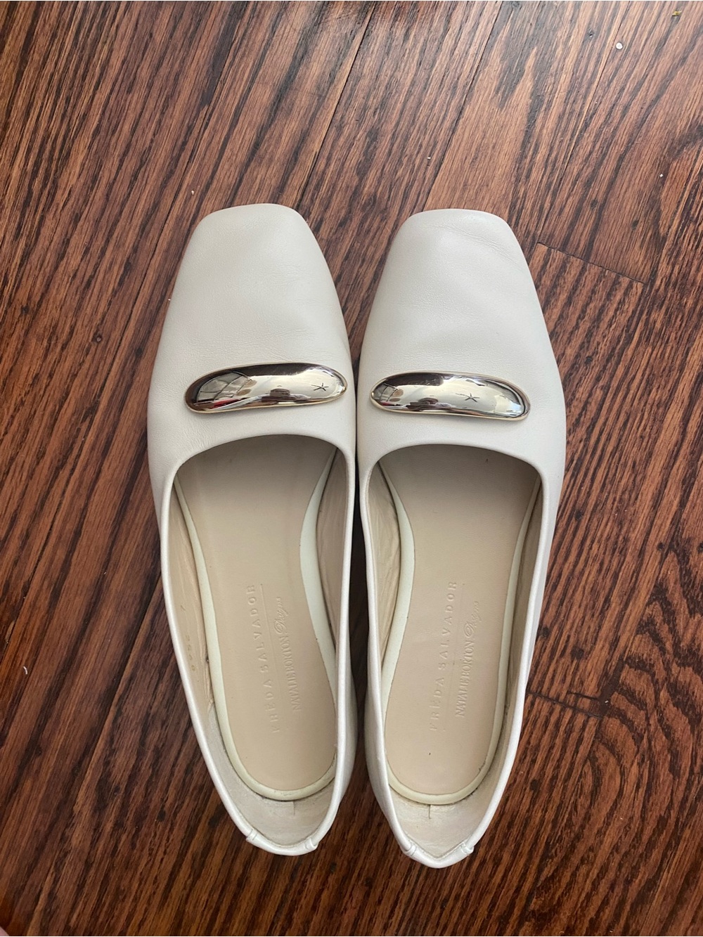 Freda Salvador Cream Slip-On Flats with Gold Accent